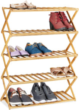 Charger l&#39;image dans la galerie, Étagère à Chaussures Pliable en bois
