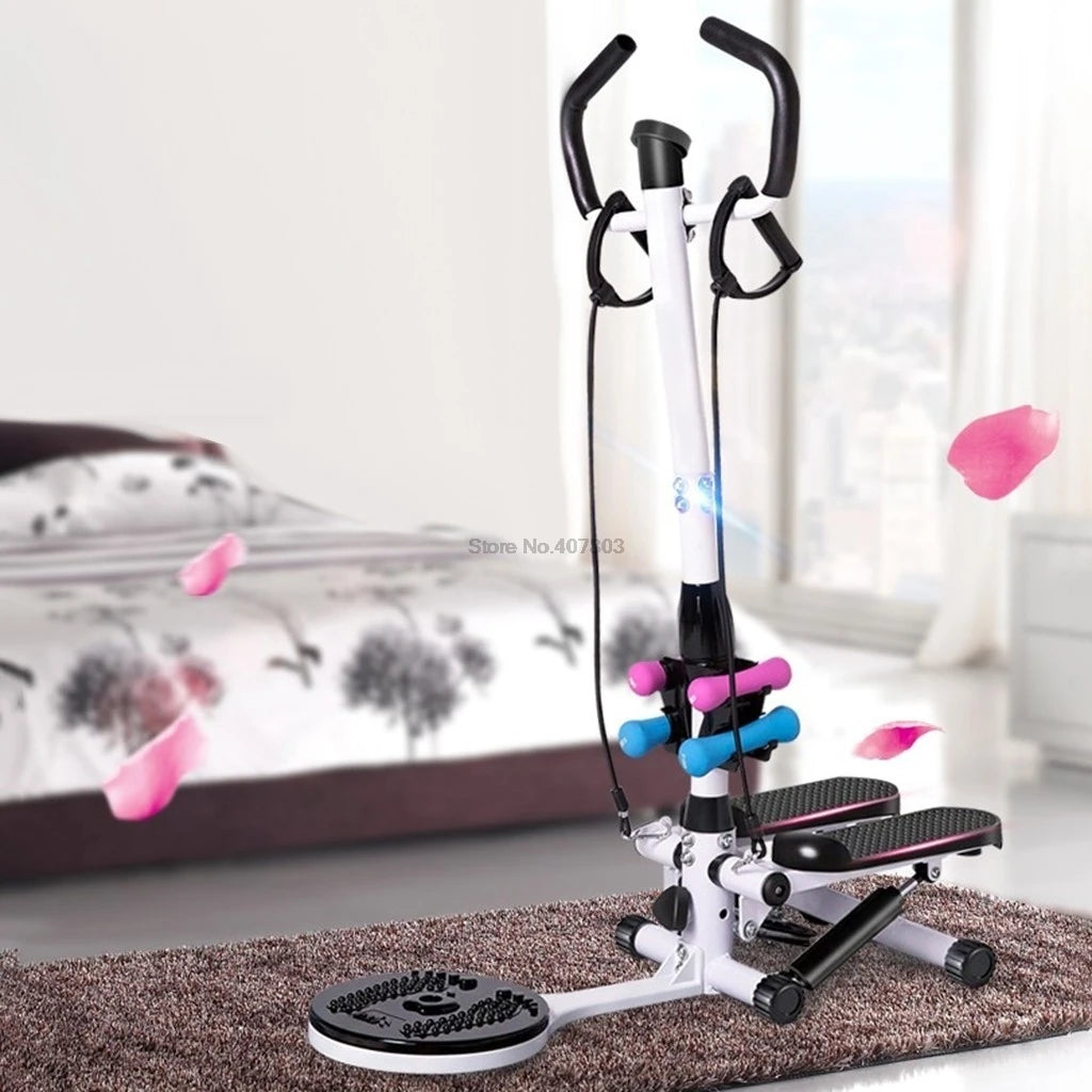 Stepper avec Guidon pour Fitness  écran LCD résistance réglable Exercise Hanches Jambes lombes pour Maison Acier