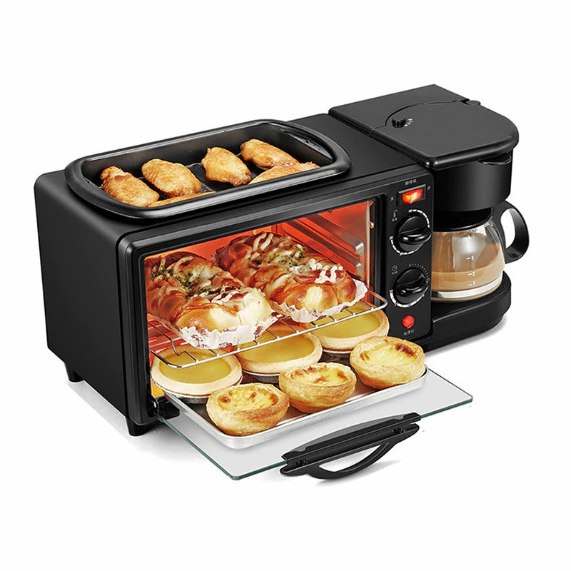Hoffmans Machine multifonction 3 en 1 de 12L pour petit déjeuner avec four à Toast, cafetière et poêle à frire