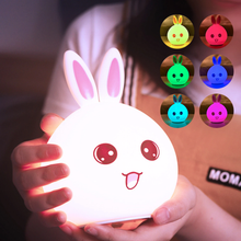 Charger l&#39;image dans la galerie, Veilleuse en silicone lapin multicolore rechargeable
